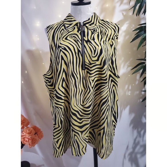 Michael Kors Tops - Michael Kors Yellow and Black Zebra Print Blouse